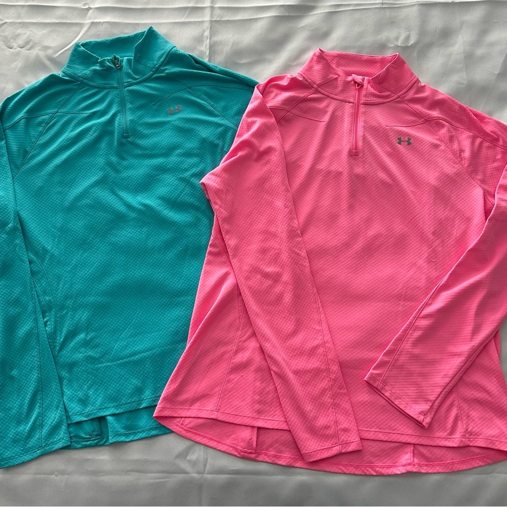Under Armour women’s heat gear XL pull over shirts - 2 total